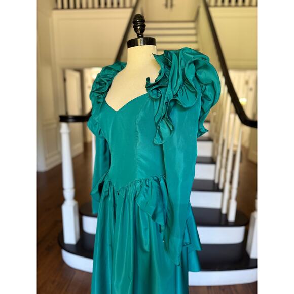 Vintage 80s Poof Ruffle Prom Dress Gilded Age Victorian Costume Cosplay Punk Fae - Picture 6 of 9